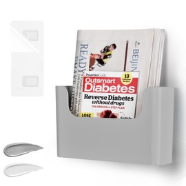 JOMOLA No Drilling File Holder Mail Organizer Wall Mount File Organizer Holder Office Wall Hanging Files Magazines Organizer Plastic Door Mount Wall Pocket Organizer with Adhesive Pad, Gray (1 Count)