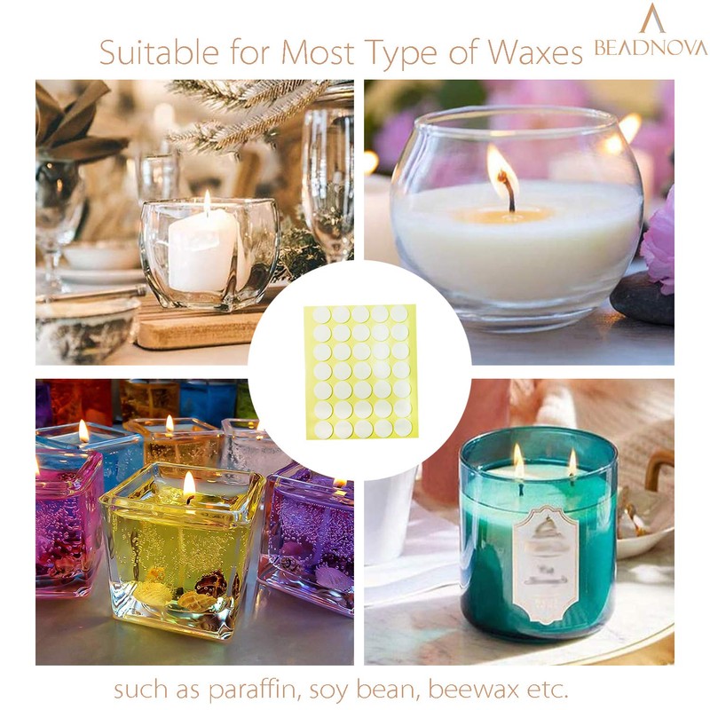 BEADNOVA Candle Wick Stickers 70pcs Candle Stickers Double Sided Wick