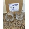 Unbranded Hennessy rocks glass set of 2 with leather coasters