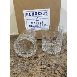 Unbranded Hennessy rocks glass set of 2 with leather coasters