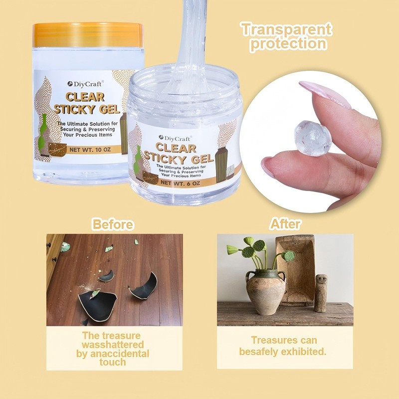 6 oz Clear Sticky Gel for Museum Exhibits, Reusable Putty,