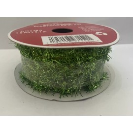 Celebrate It 7/8” x 30 Ft. Green Lime Metallic Tinsel Ribbon. Christmas Birthday St. Patrick