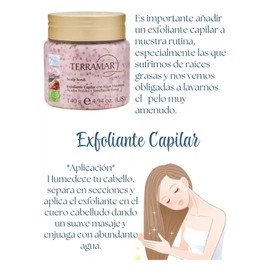 Exfoliante Capilar De Algas Y Ácidos Frutales y semillas de fresa Terramar + Regalo sorpresa