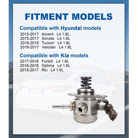 USTAR High Pressure Fuel Pump Compatible with Hyundai Sonata Accent Tucson Velo ster, for Kia Optima Forte5 Rio 2015 2016 2017 2018, L4 1.6l, Replace 353202B220 35320-2B220