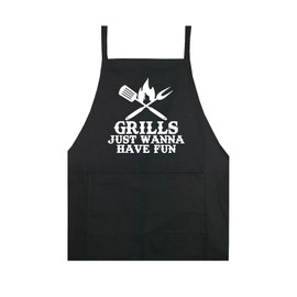Grills Just Wanna Have Fun Apron Kitchen Cook Grill BBQ Chef Men Women Mom Dad Grilling Gift Food Father Barbeque Baking Funny