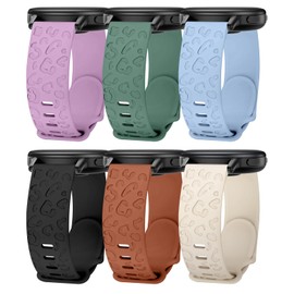 HAYONLIY 6 Pack Leopard Engraved Silicone Bands Compatible for Garmin Venu 3S/Vivoactive 4S/Venu 2S/Vivomove 3S/Forerunner 255s/Forerunner 265s, 18mm Soft Silicone Quick Release Strap for Women