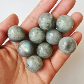 Manekieko 7-Piece Natural Moonstone Crystal Ball Set, 20 mm Feng Shui Chakra Aura Home Desk Decorative Collection