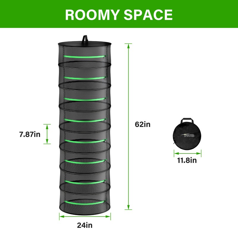 iPower 2ft 8-Layer Foldable Herb Mesh Rack with Zippers Hanging
