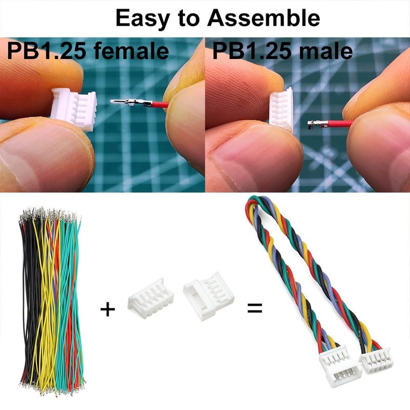 1.25mm Male and Female Connectors Socket and Plug with Pre-Crimped