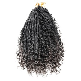 14“ 6 Packs Goddess Box Braids Crochet Hair With Curly Ends Boho Braids Crochet Hair for Black Women (#51, 14")