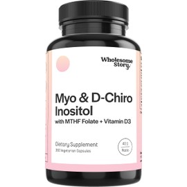 Wholesome Story Myo-Inositol & D-Chiro Inositol Capsules with MTHF, Folate, Vitamin D | Support for Ovarian Function, Hormone Balance, & Homocysteine Levels | Fertility Supplements for Women | 360 Count 40:1 Ratio