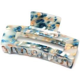 QinGoo Large Hair Clip, Blue, Hair Clip, Square Bangs Clip, Blue, Adult Hair Accessories, Cute, Stylish, Korean, Women's, 1 Piece (3.9 x 2.2 inches (10 x 5.5 cm), Blue