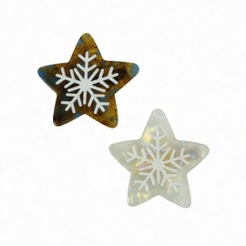 2Pcs Acrylic Star Snowflake Duckbill Hair Clips, No Crease Alligator Barrettes for Girls Women - Cute Holiday & Christmas Accessories Beige Cream