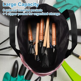 SOGCASE Garden Tool Bag Organizer, Gardening Tote Storage Bag with Zippers Pockets (Tools NOT Included), Pink
