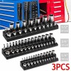 Unbranded 3Pcs Magnetic Socket Organizer Storage Holder Set 1/4"3/8"&1/2" Metric