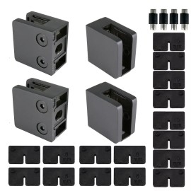 Top Hardware Square Flat Back Glass Clamp 45 x 45 mm for 1/4" - 3/8" Glass Thick - 4 Packs