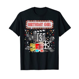 Movie Night Birthday Party Pajama Slumber Popcorn Cinema T-Shirt