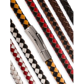 Fly Style 6 mm necklace choker bracelet made of faux leather braided with stainless steel clasp – men's chain – women's necklace, Leather