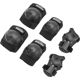 BOSONER Knee Pads Children's Inline Protectors Set of 6 Protectors Inline Skates Knee and Elbow Pads Protective Equipment Knee Pads Skateboard (Black, S (3-7 Years))