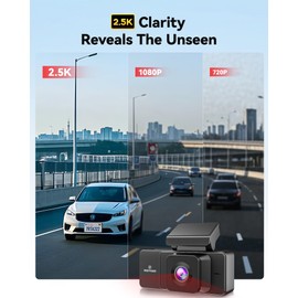 REDTIGER 2.5K 3 Channel Dash Cam with WiFi, 2.5K+1080P+1080P Dash Cam Front and Rear Inside, 3.18'' Screen, Included 32GB Card, IR Night Vision, Loop Recording, 24H Parking Mode, Support Max 256GB(A3)