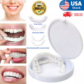 Unbranded Snap On Upper  Bottom Set False Teeth Dental Veneers Dentures Fake Tooth Cover