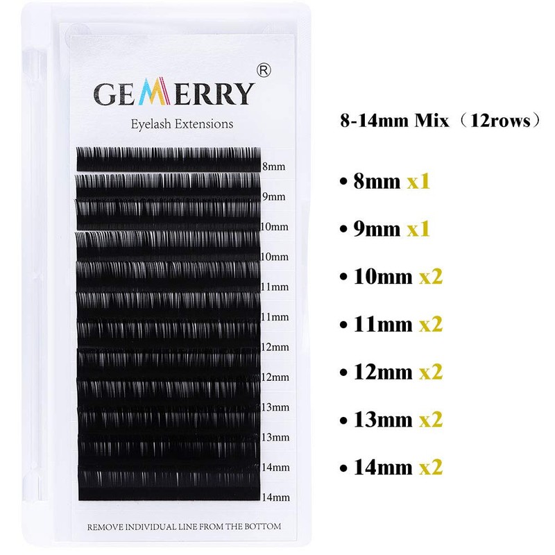 Gemerry Single Eyelash Extension Classic Thickness 0.07/0.15/0.18/0.20 mm C/D Curl,