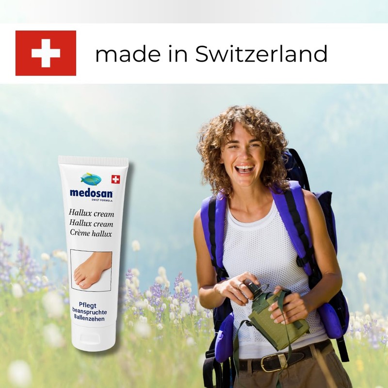 Medosan Hallux Creme, Fußpflege mit Mandelöl und Rosskastanie, Schweizer Formel