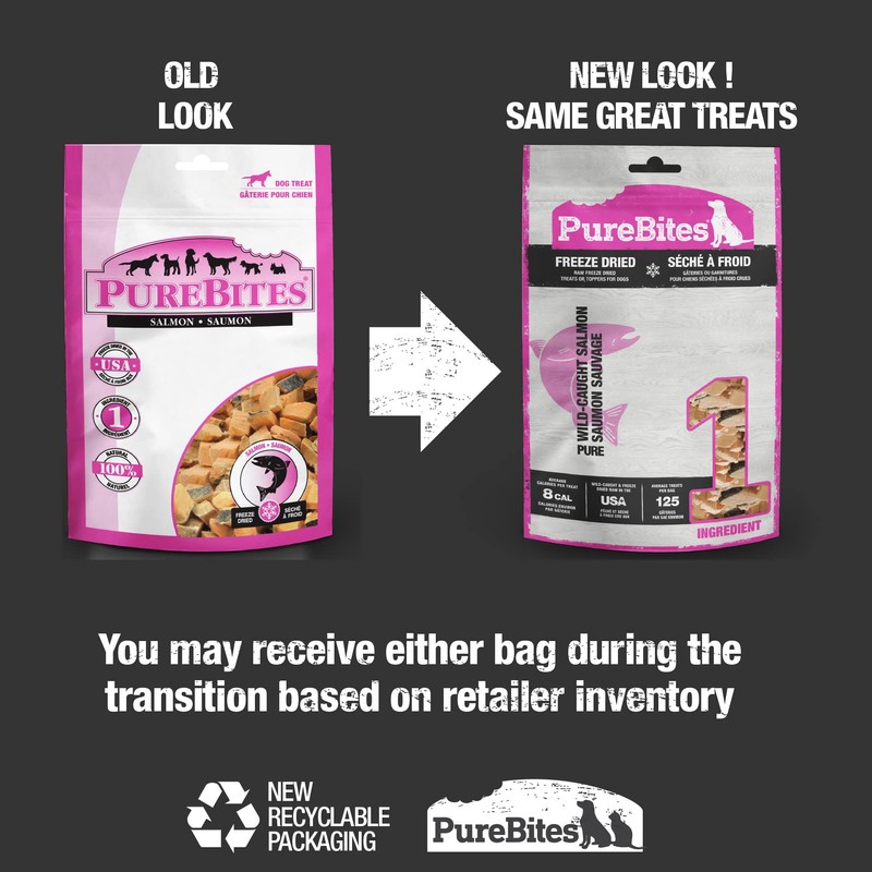 PureBites Salmon Freeze Dried Dog Treats, 1 Ingredient, Made in