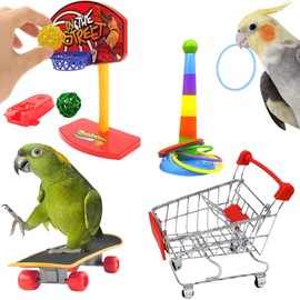 LUKASTR Parakeet Toys, Parrots, Pet Supplies, Bird Toys, Educational Toys, Buddy Parrot and Cockatiel Set of 4