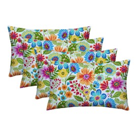 RSH DECOR: Lumbar Throw Pillows Set of 4 | 20” x 12" | All-Weather Spun Fabric | Water and Fade-Resistant | Outdoor Support Pillows for Patio Furniture | Gregoire Fresco
