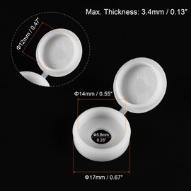 MECCANIXITY Plastic Hinged Screw Cover Caps 5.8mm Hole Fold Snap Washer, White Pack of 50