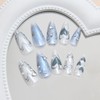 Blue Press on Nails Medium Almond Fake Nails with 3D
