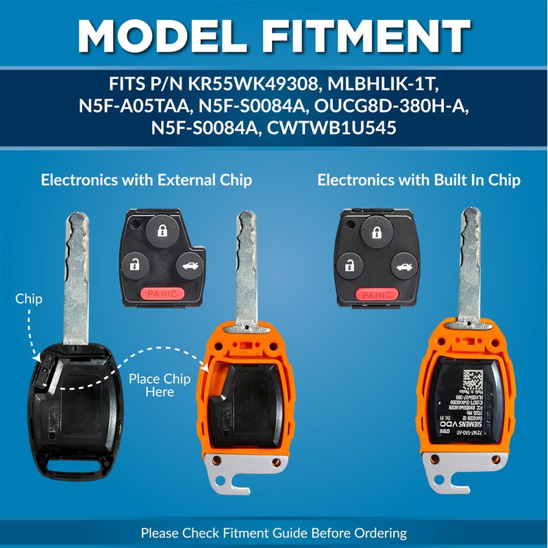 USA-Made Honda Key Fob Shell | Crack-Resistant & Durable |