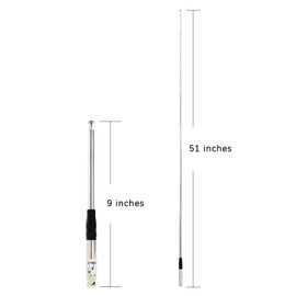 TWAYRDIO CB Radio Antenna for Cobra HH50WXST HHRT50 Uniden PRO401HH PRO501HH, 9in to 51in Telescopic Replacement 27MHz Antenna with BNC Connector Compatible with Portable Handheld CB Radio