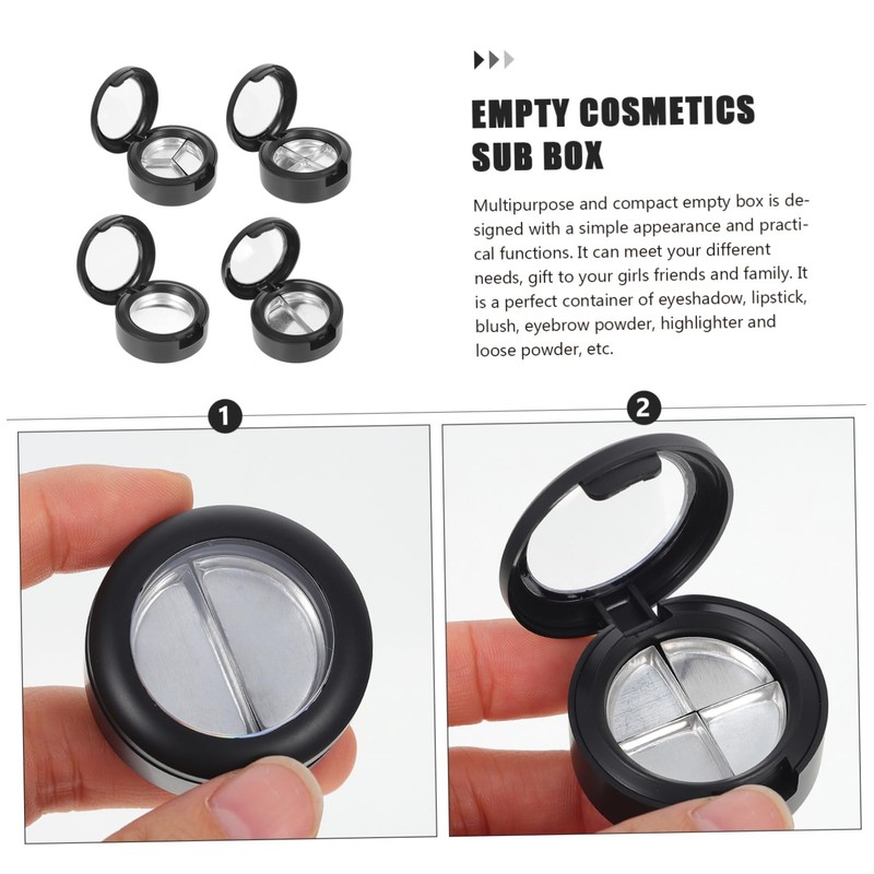 Cabilock 4 Pcs Empty Eyeshadow Case Multifunctional Compact Palette with