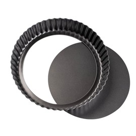 Sartén de quiche de plato profundo, sartén profunda de 11 x 2 pulgadas de alto, con parte inferior extraíble, molde de tarta acanalada grande antiadherente, base suelta redonda para pizza para hornear pastel de Pascua