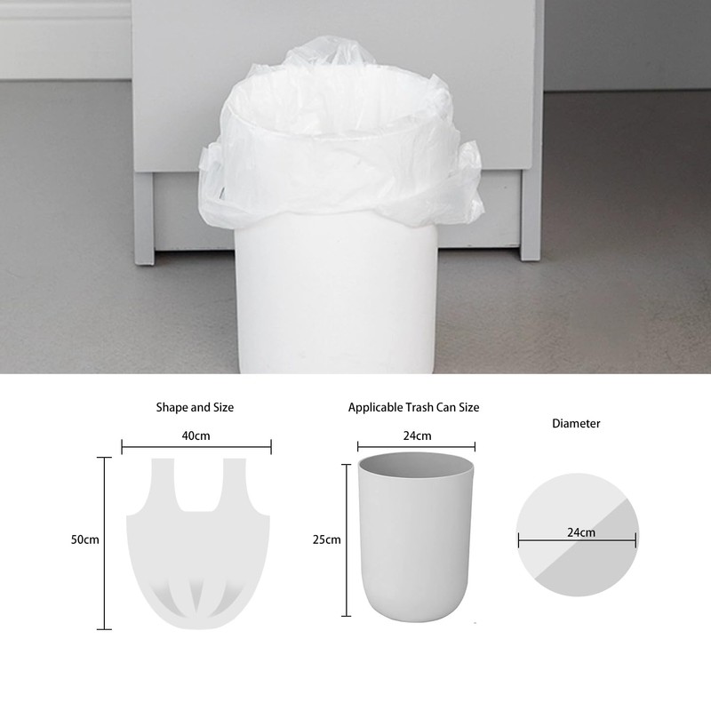 Waikas 2.6 Gallon Trash Bag with Handles, Unscented Clear Garbage
