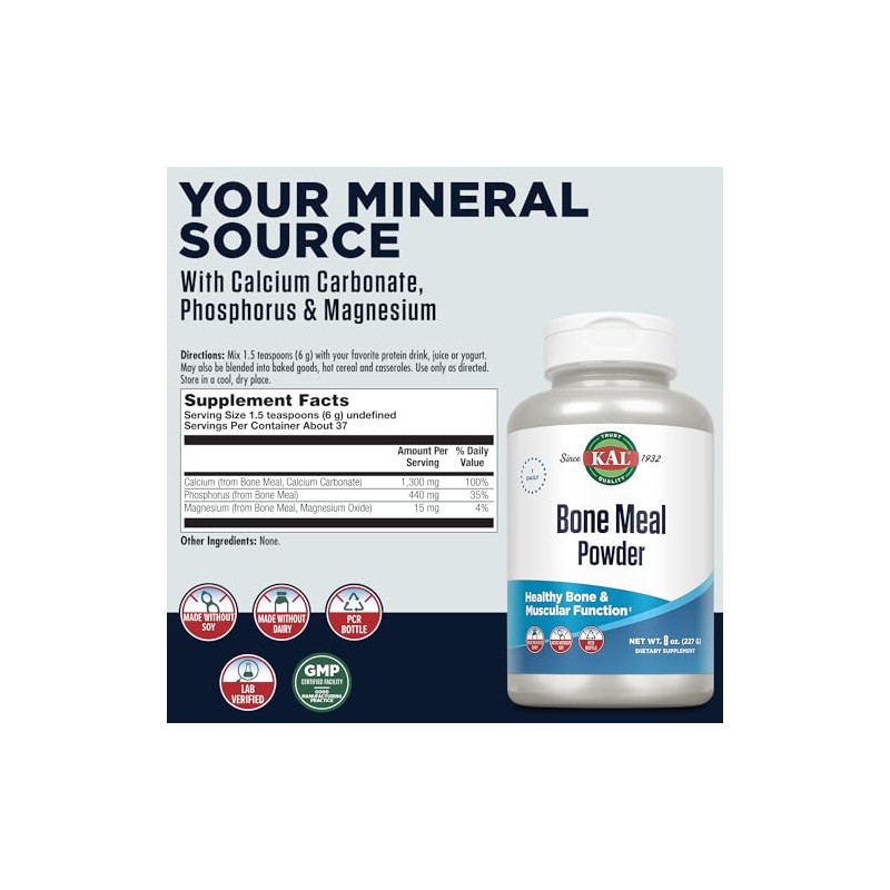 KAL Bone Meal Powder, 8 Ounce by Kal