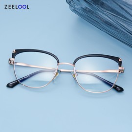 Zeelool Reading Glasses for Women Men Blue Light Blocking Readers Lightweight Cat Eye Computer Eyeglasses Anti Eyestrain/Dryness/UV JGX705113-01(Black, 1.25)