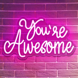You Are Awesome Neon Signs Inspirational LED Neon Lights for Wall Decor USB Positive Quotes Light up Sign for Bedroom Wedding Birthday Gifts Classroom Home Office Living Room Bar Hanging Decor