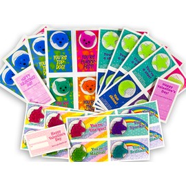 Mello Smello Unicorn, Space, and Puppies & Kitties Cling Gel Valentines, 16 Count Each