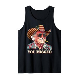 Western Trump Cowboy You Missed american flag cowboy hat Tank Top