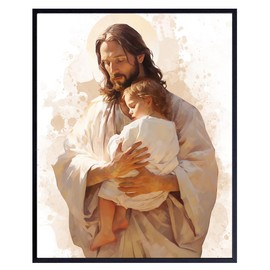 Jesus Christ Christian Wall Art & Decor - Nursery Baby Room Decor - Christian Art - Kids Wall Decor, Bedroom Decor - Inspirational Religious Decor - spiritual Gifts for Women - positive God Wall Decor