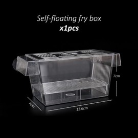 1 Piece Transparent Fish Isolation Box, Double Layer Fish Propagation Box, Floating Young Fish Care Box, Multifunctional Aquarium with Suction Cup (12.6 x 7 x 7 cm)