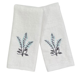 Serafina Home Summer Soft Absorbent Floral Guest Hand Towels: Summer Light Blue Flowers and Leaf Design, 2 Piece Ashley