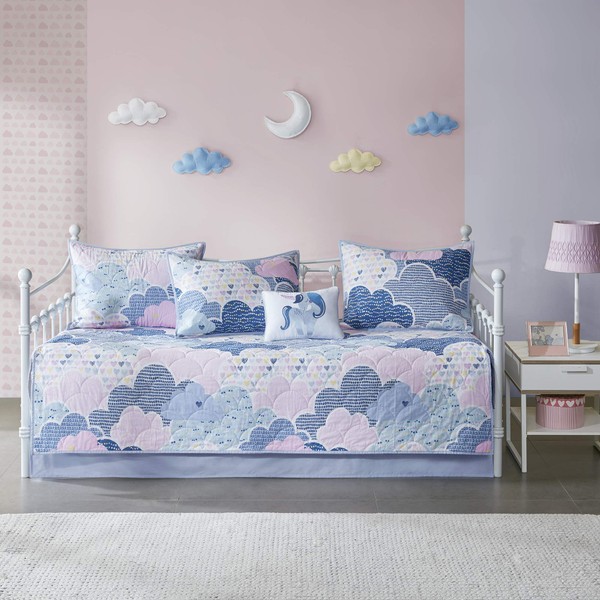 Urban Habitat Kids Cloud Daybed Cover Vibrant Fun and Playful Unicorn Print, All Season Children Bedding, Matching Bedskirt, Girls Bedroom Décor, Kids Blue, Daybed Size,
