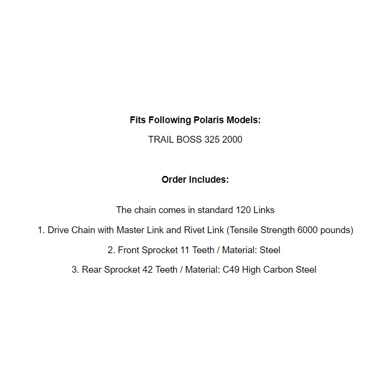 Caltric Drive Chain & Sprockets Kit for Polaris Trail Boss