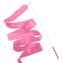 WedDecor Rhythmic Gymnastics Ribbons with Streamer Dance Rod Baton Twirling Exercise, Talent Shows, Artistic Dancing, Party Decoration Favors, Baton Art, Fun Activities, 4 Metres, Light Pink, 1pc