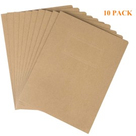 10pcs Easy-Access A4 Kraft Paper Folder with 2 Pockets Report File Presentation Project Folders with Card Holder Document Portfolios File Jackets Paper Organizer Pockets Folder for Office School