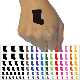Christmas Stocking Solid Temporary Tattoo Water Resistant Fake Body Art Set Collection - White (One Sheet)